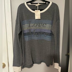 203 Hem & Thread Gray Long Sleeve Tee with Cream Accents